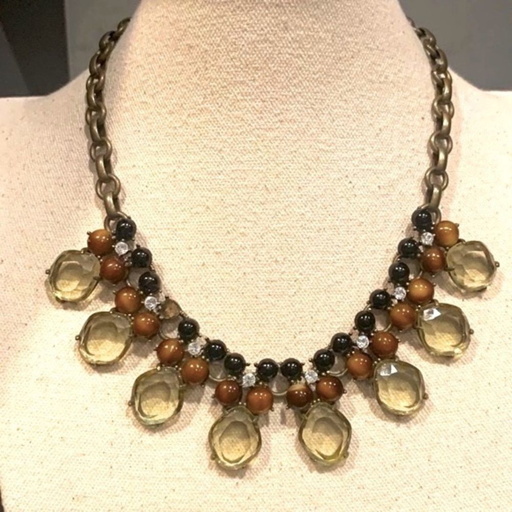 Gerard Yosca Vintage 80s Bib Statement Faux Topaz Crystal Boho 1980s Necklace